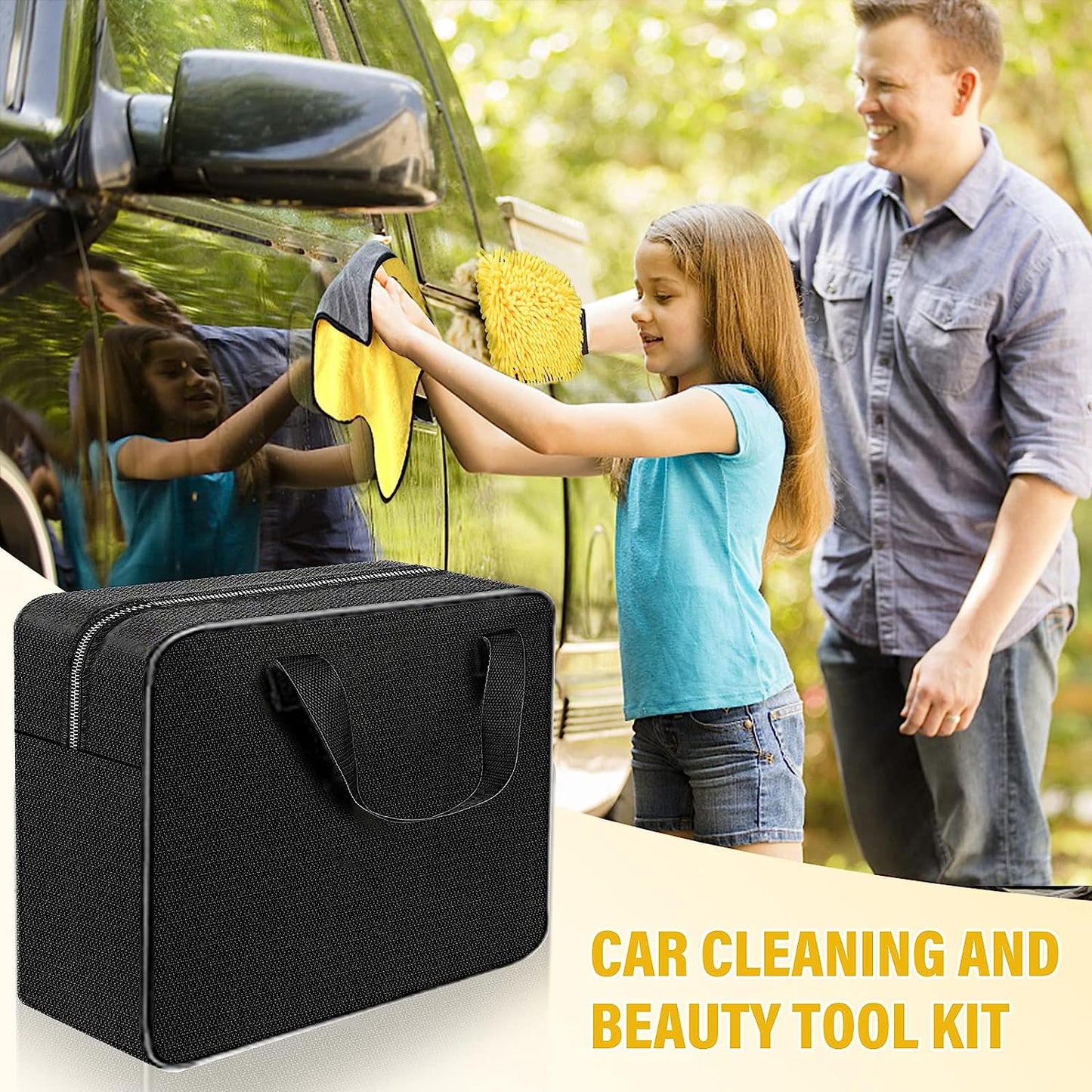 Auto Reinigungsset - 20-Teiliges Autopflege Set Für Innenraum Und Außen - Autowaschset Mit Bürsten, Polierschwämmen, Reinigungsgel Und Mehr - Praktische Tragetasche Inklusive