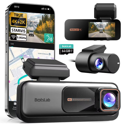 4K HD Dash Cam Front and Rear Dual Channel,170° Ultra Wide Dashcam with ADAS GPS Night Vision,24/7 Parking Loop Recording