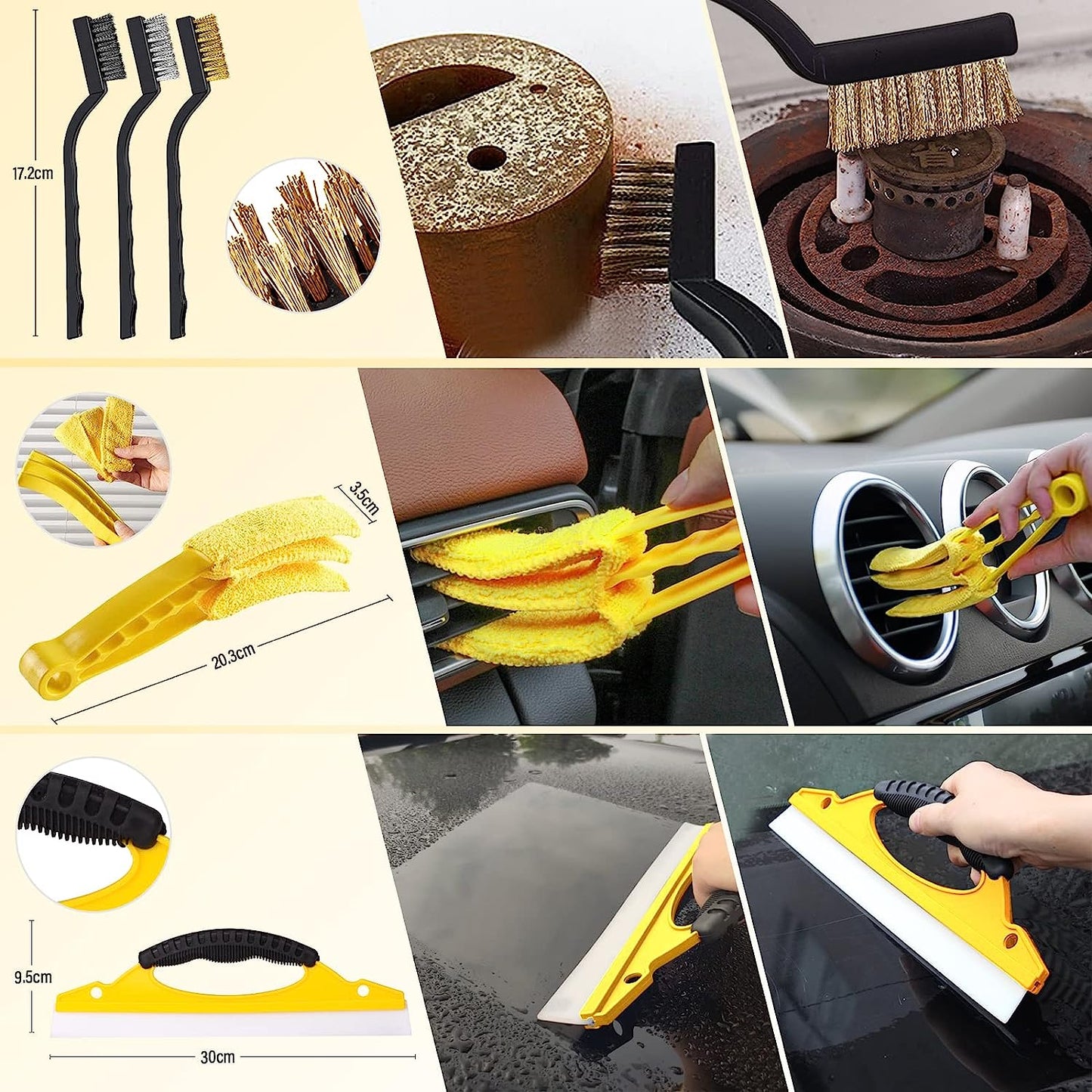 Auto Reinigungsset - 20-Teiliges Autopflege Set Für Innenraum Und Außen - Autowaschset Mit Bürsten, Polierschwämmen, Reinigungsgel Und Mehr - Praktische Tragetasche Inklusive