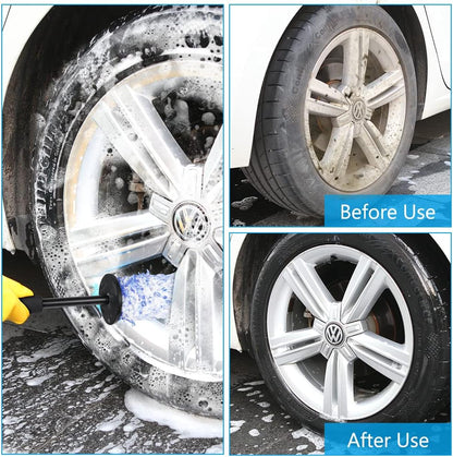 URAQT Felgenbürste Alufelgen, Premium Mikrofaser Felgen Bürste Für Eine Besonders Schonende Reinigung Bis Ins Felgentiefbett, Lange Profi Auto Reinigung Felgenreinigungsbürste (Blau)