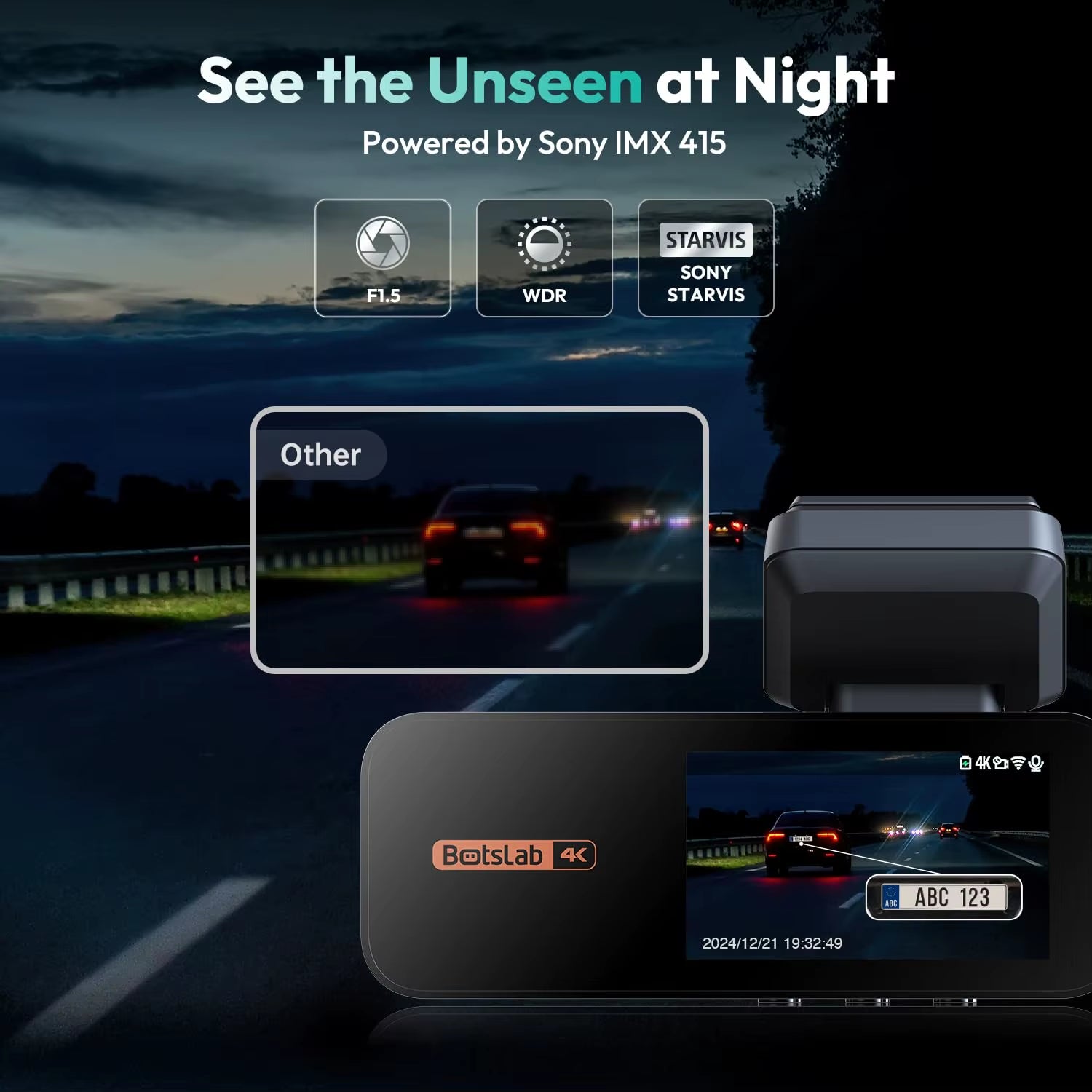 4K HD Dash Cam Front and Rear Dual Channel,170° Ultra Wide Dashcam with ADAS GPS Night Vision,24/7 Parking Loop Recording